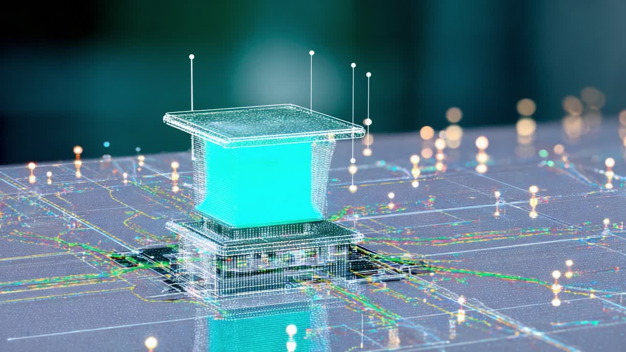 Advanced central processing unit transmitting data pulses on a motherboard in a futuristic concept of quantum computing. Artificial intelligence. And sophisticated information technology engineering