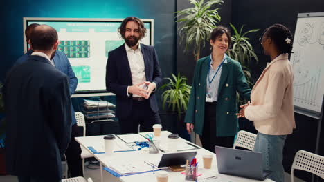 business associates are meeting in boardroom office space