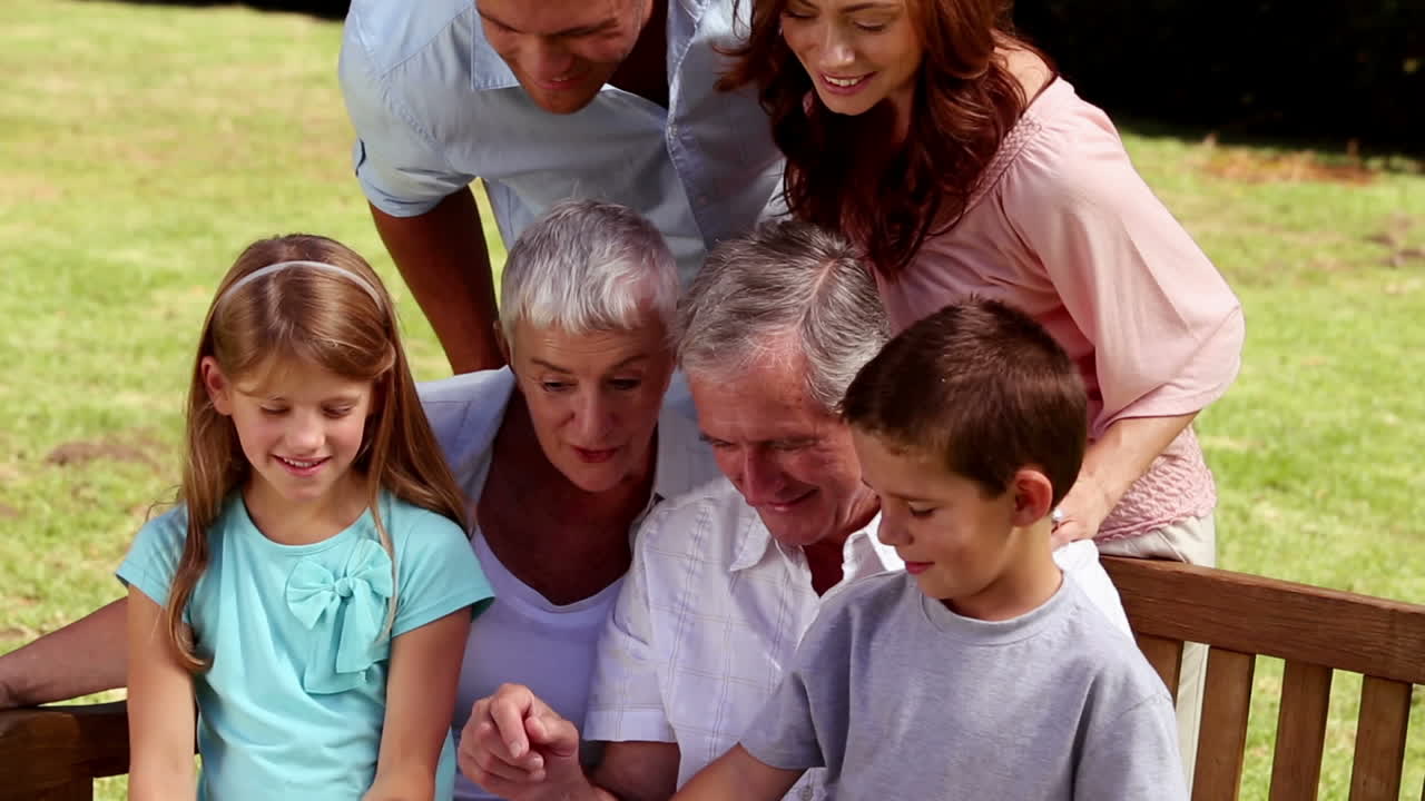 Family using laptop