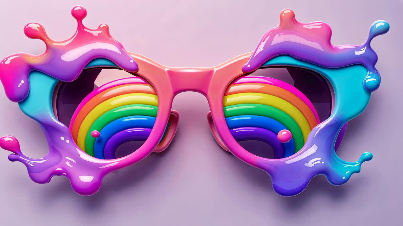 Colorful Rainbow Sunglasses with Dripping Paint Design