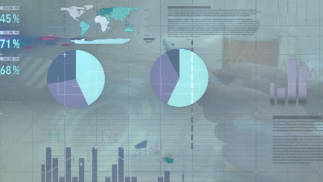 Animation-Der-Infografik-Oberfläche,-Abgeschnittene-Hände-Eines-Kaukasischen-Mannes,-Der-Auf-Dem-Mobiltelefon-Scrollt-Und-Tippt