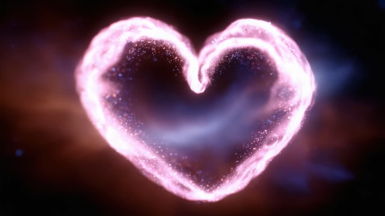 Una nebulosa affascinante a forma di cuore, piena di stelle scintillanti e polvere cosmica, che illustra magnificamente l'essenza dell'amore e la vastità dell'universo