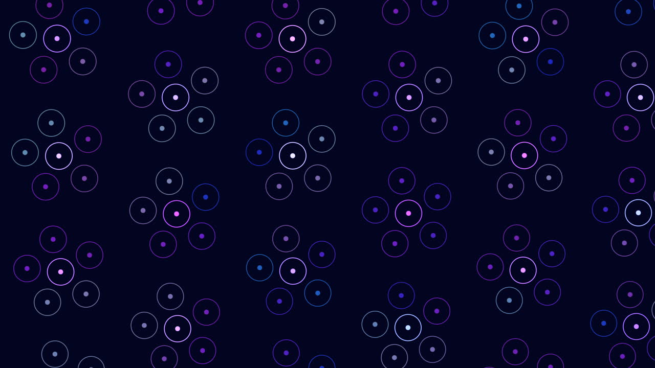 Abstract rings pattern in rows on black gradient