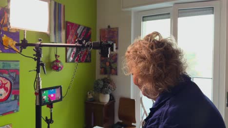 cooking video camera setup, camera mounted on top down view, filming hands