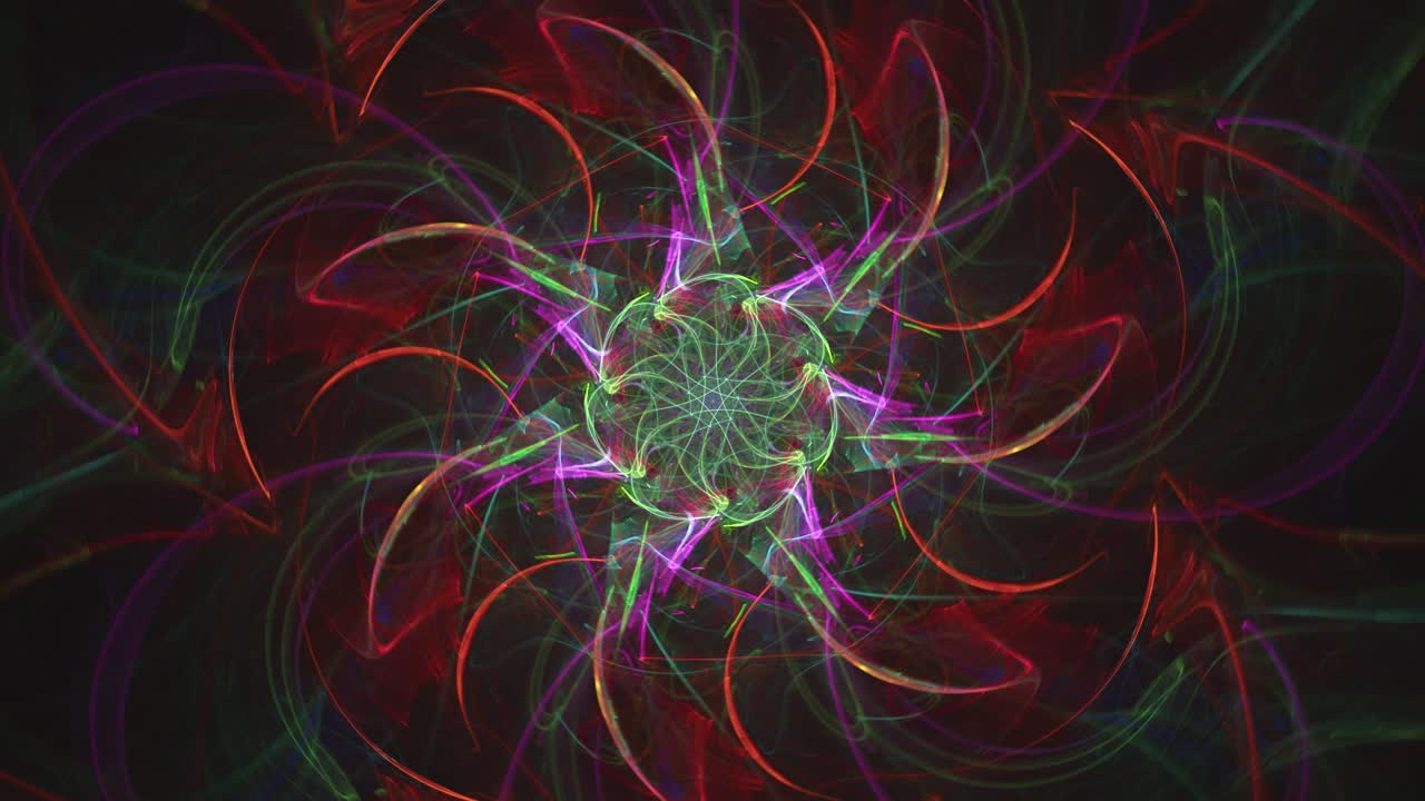 mandala mística abstracta con interminables líneas sagradas de colores arcoiris y flor de loto como patrones de pétalos