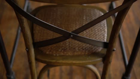 Wooden-antique-chair-and-table-setup-at-historic-luxury-restaurant