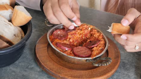 turkish breakfast with menemen and bread