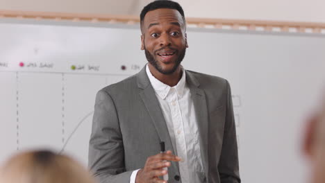 Black-man,-presentation-and-business-speaker