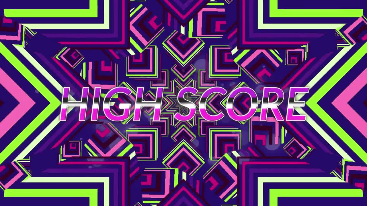 모양 위에 높은 점수 텍스트의 애니메이션