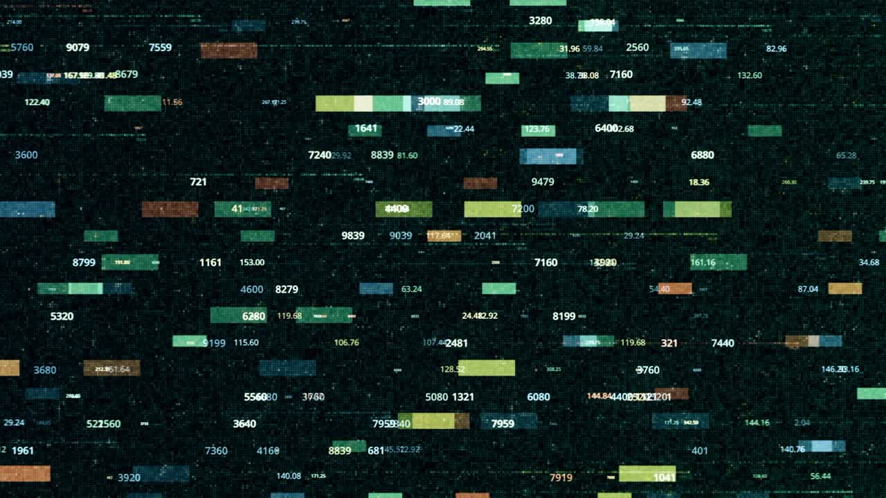 Random big data digital code on a black background, seamless loop. Animation. Futuristic information and technology computer generated data transfer