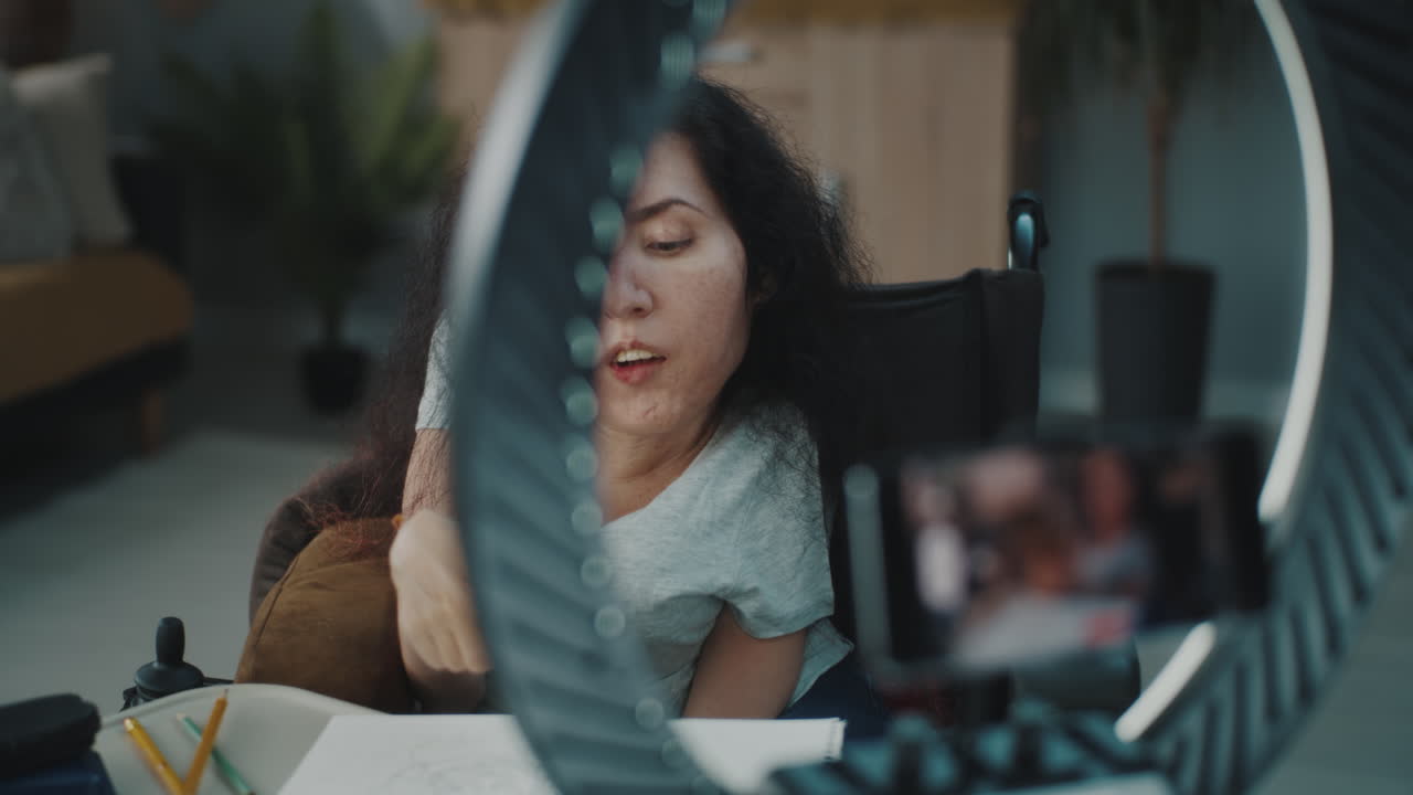 Disabled Woman Creating Art Online