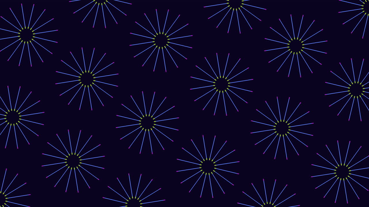 Abstract black and blue geometric pattern with colorful lines and dots