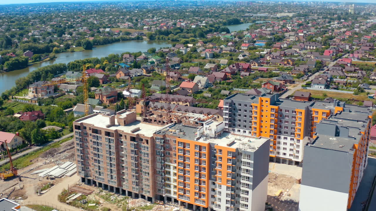 Modern exterior home architecture. New building houses district.