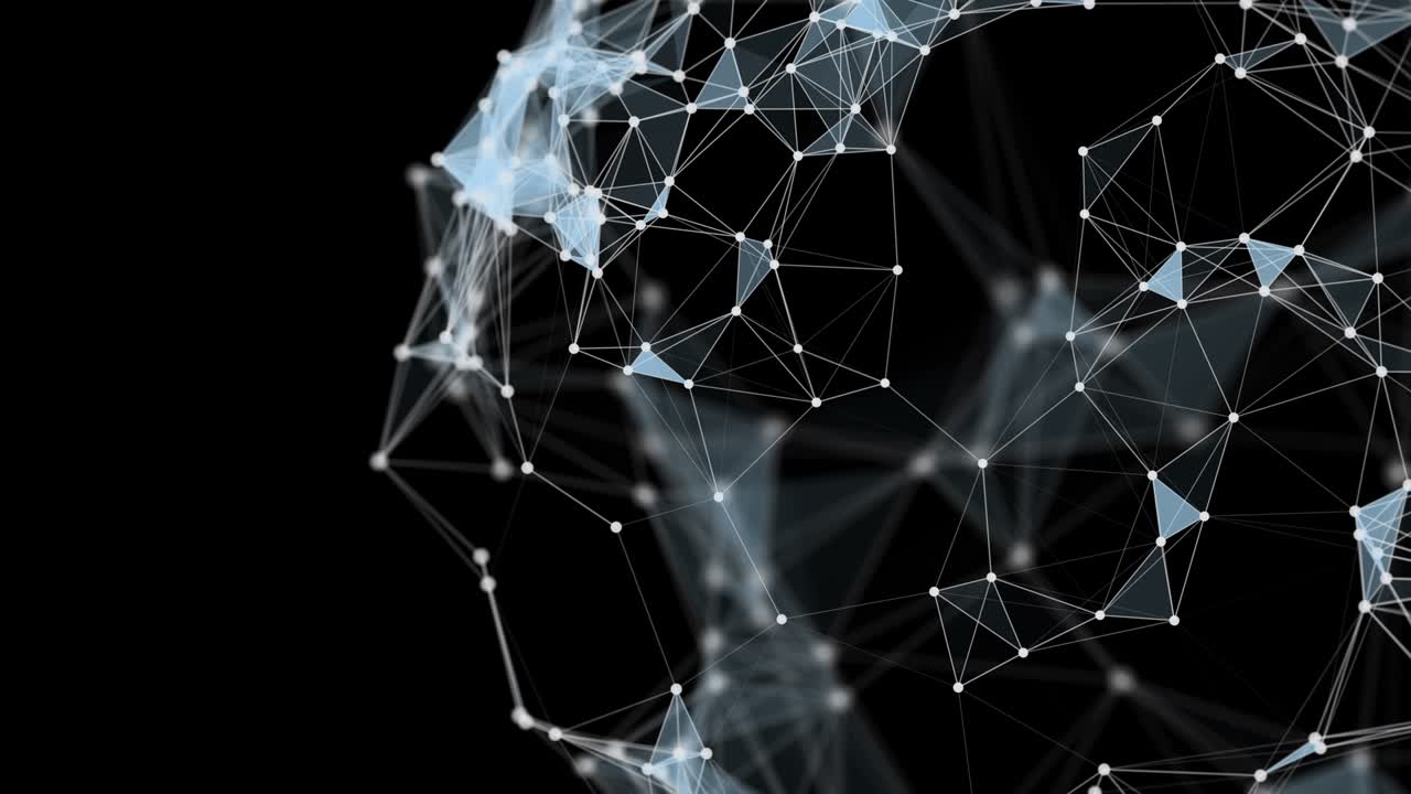 Futuristic plexus animation with glowing triangles in slow motion, 4096x2304 loop 4K