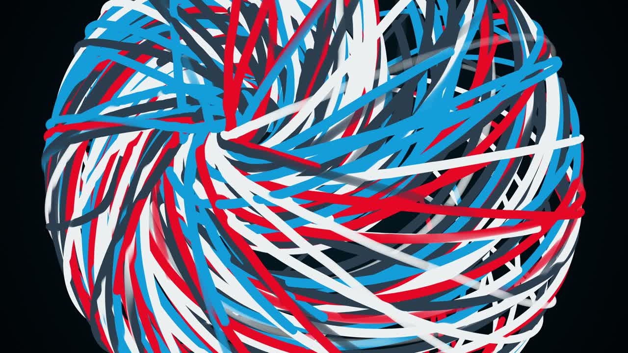 esfera colorida a partir de líneas delgadas, generada por computadora. renderización 3d del fondo artístico