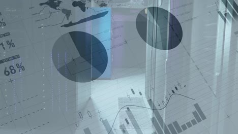 animación del procesamiento de datos financieros a través de la sala de servidores