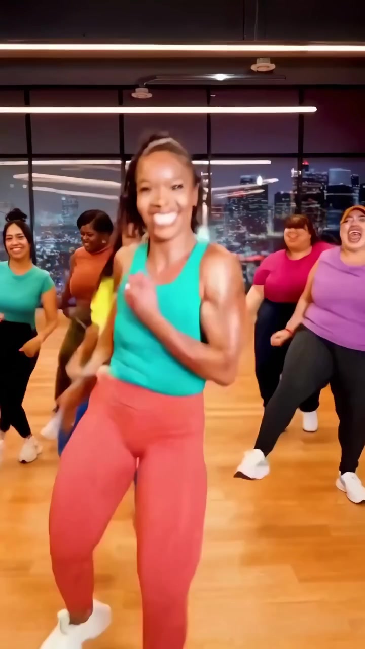 Energisk gruppe af forskellige kvinder danser og træner i et moderne studie
