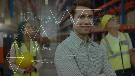 animación del procesamiento de datos sobre diversas personas que trabajan en el almacén