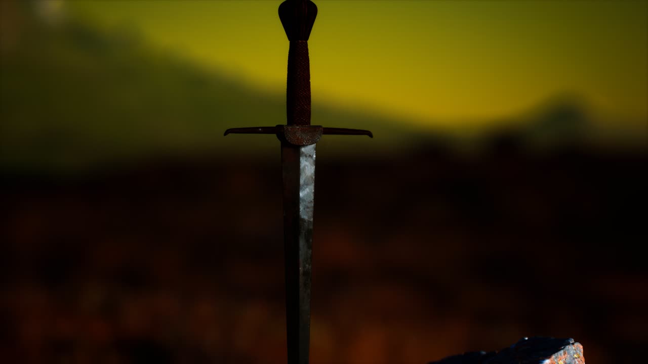 la famosa espada excalibur del rey arturo en la roca