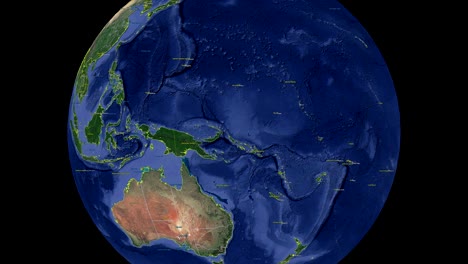 tuvalu with flag. 3d earth in space - zoom in tuvalu outer