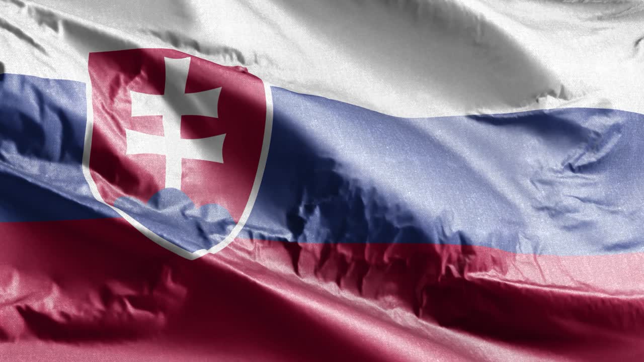 슬로바키아의 섬유 발이 바람에 흔들리고, 슬로베키아의 발은 바람에 떠다니고, 섬유의 질은 완전히 채워진 배경, 10 초의 루프.