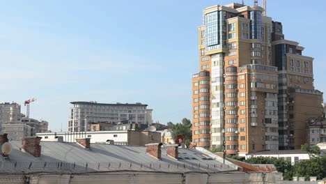 city skyline with modern and historical buildings