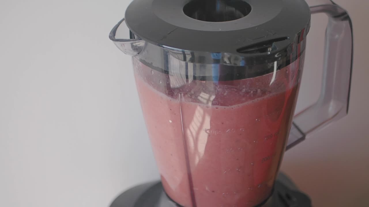 Making a Pink Smoothie in a Blender