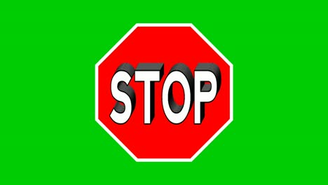 Stop-text-animation-motion-graphics-sign-symbol-on-red-background-on-green-screen