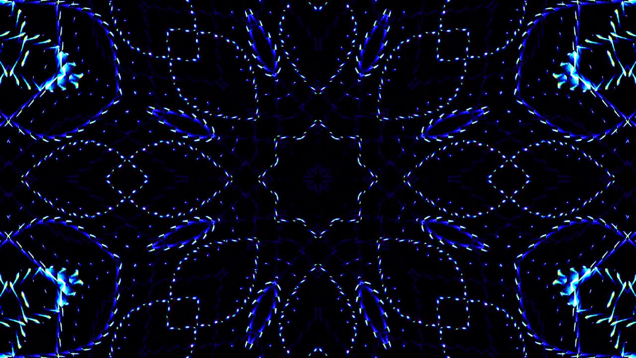 las líneas brillantes brillantes establecen un movimiento de onda azul, colorido, sobre un fondo negro