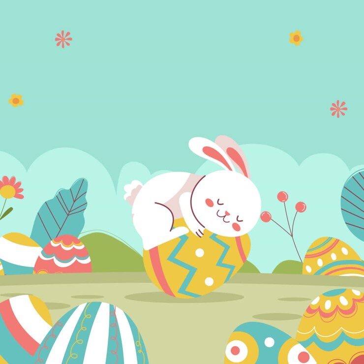Cute Easter Bunny with Easter Eggs