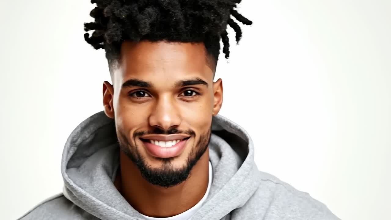 un hombre con dreadlocks sonríe a la cámara