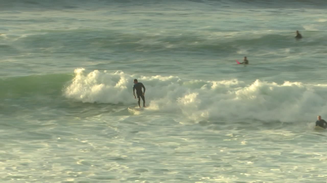 Surfing in the ocean