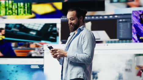 social media user feels happy connecting on multiple social network apps