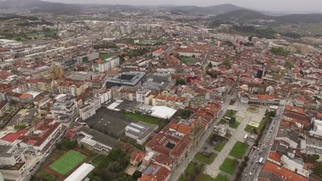 aerial view from historic city center buildings in braga, portugal