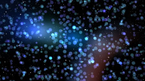 blue and purple bokeh animation over dark background with light flares