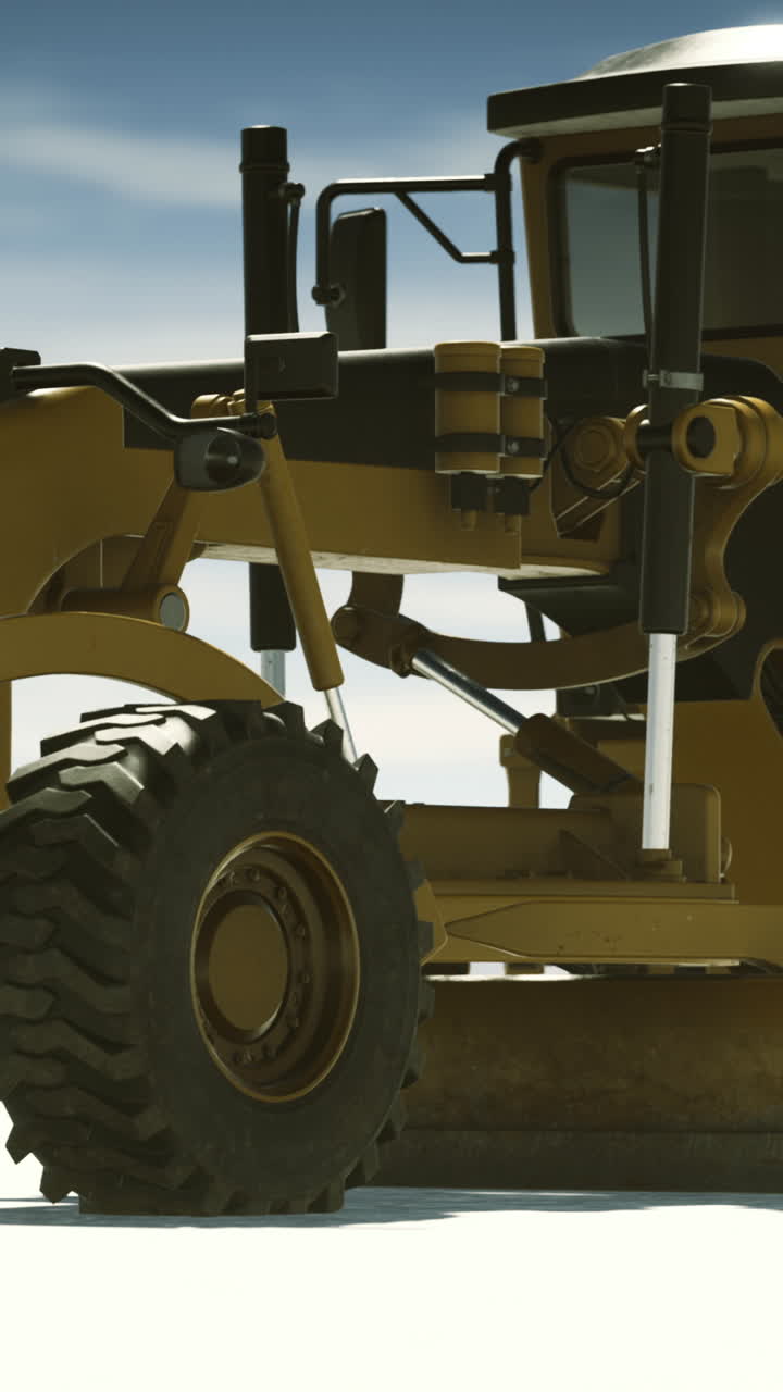 Powerful construction equipment at work on a bright day in an open area