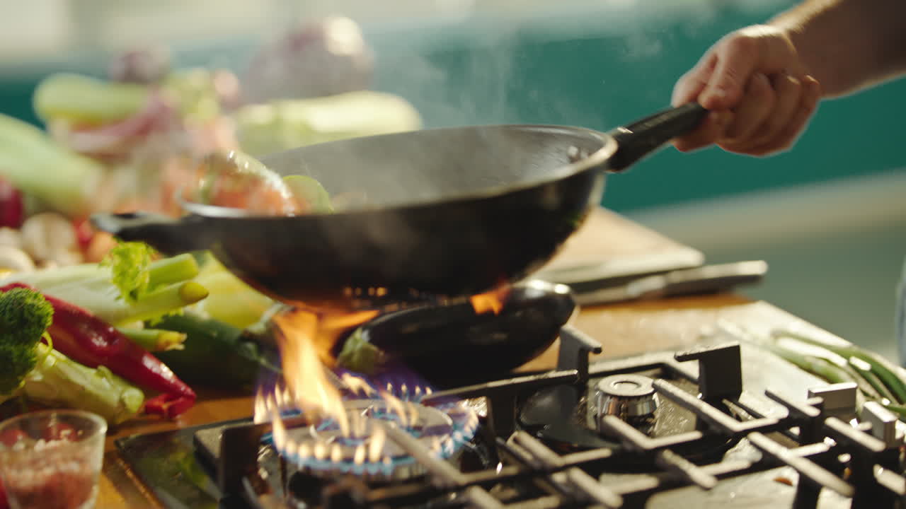 Cooking Vegetables in a Wok