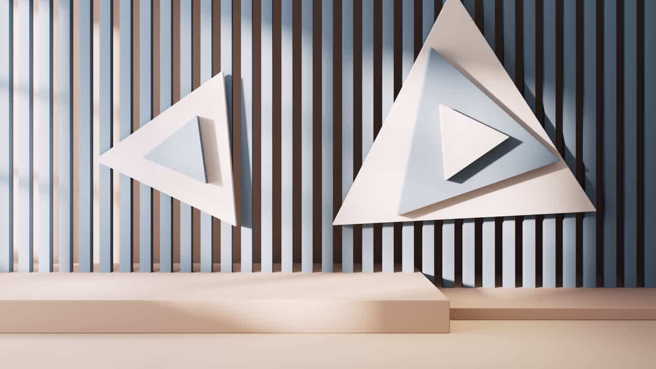 기하학적 모양의 빈 방, 3d 렌더링