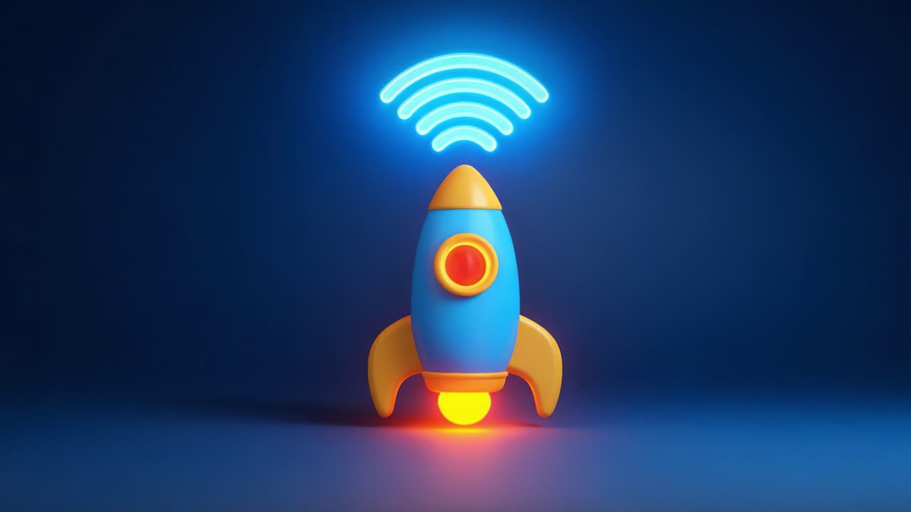 A Creative Representation of a Colorful Rocket with Wi-Fi Signals, Perfectly Designed for Evoking Imagination and Exploring the Themes of Technology, Innovation, and Future Adventures