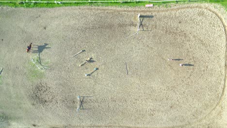 aerial view of three horsemen