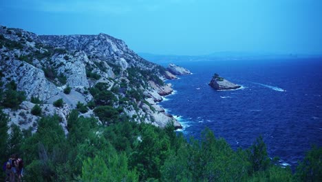 beautiful coast in france with rocks and blue sea and nature in good weather and sun