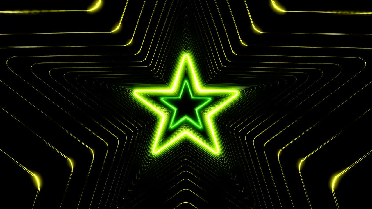 Beautiful Abstract Stars Tunnel with Light Lines Moving Fast. Different Colors Rainbow. Flying Through the Neon Background Futuristic Tunnel. Looped 3d Animation.