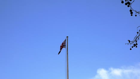 the england flag, in the wind