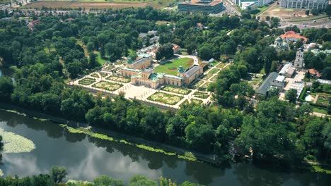 aerial view of the royal palace in warsaw