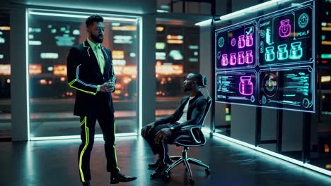 business presentation in a futuristic office