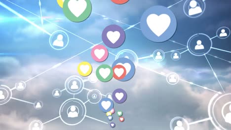 animation of social media icons over clouds