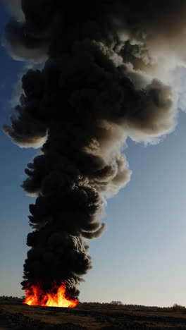 gran fuego y humo