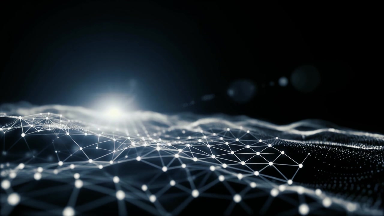 Abstract Digital Network Connection with Glowing Light Source