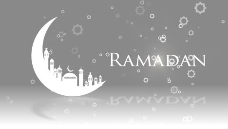 animation, motion abstract background, moon mosque sighting announcement ramadan kareem mubarak spin with gray background.
