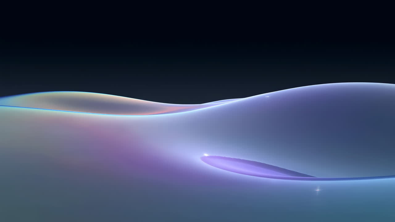 Abstract Iridescent Waves Flowing Smoothly on a Dark Background